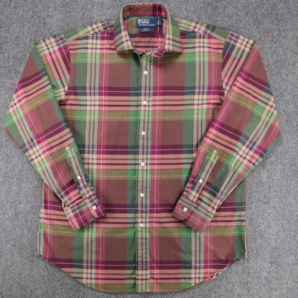Polo by Ralph Lauren Other - Polo Ralph Lauren Regent Mens Classic Fit Plaid Cotton Shirt Brown Green‎ L